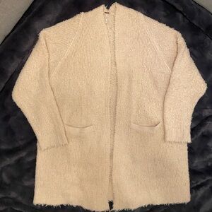 Free People Cream Open-Front Cardigan